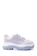 Women's Silver Detailed Suede Sneaker | Derimod