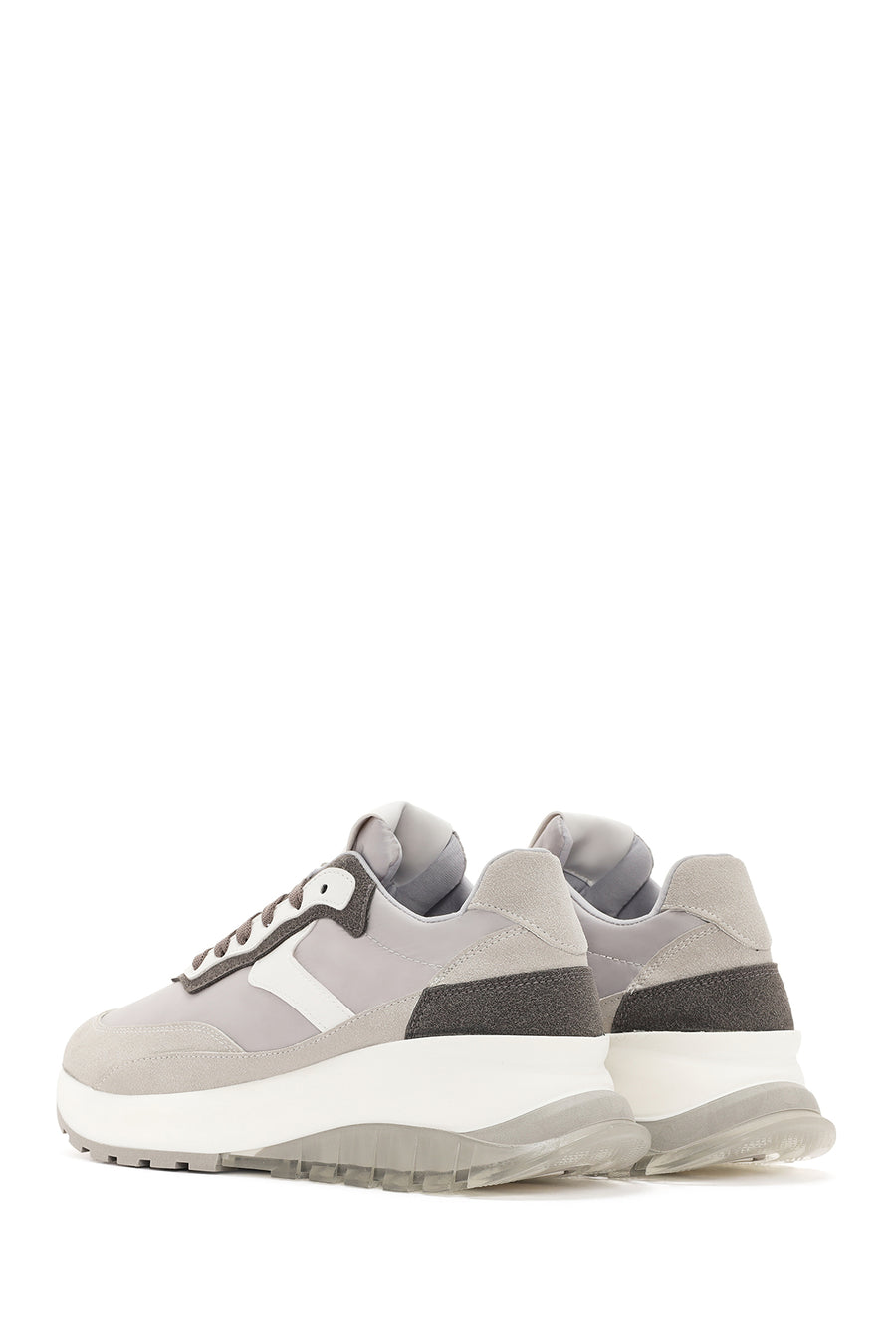 Kadın Gri Bağcıklı Kalın Tabanlı Spor Sneaker