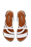 Woman White Ankle-Strap Buckled Leather Bodrum Sandal | Derimod