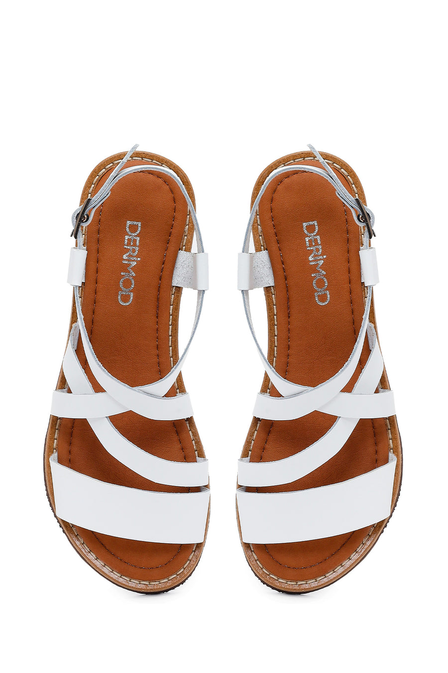 Woman White Ankle-Strap Buckled Leather Bodrum Sandal