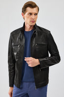 Xavier Men's Black Leather Jacket | Derimod