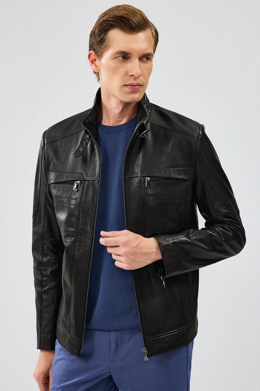 Xavier Men's Black Leather Jacket