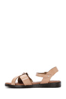 Women's Powder Ankle Strap Leather Bodrum Sandals | Derimod