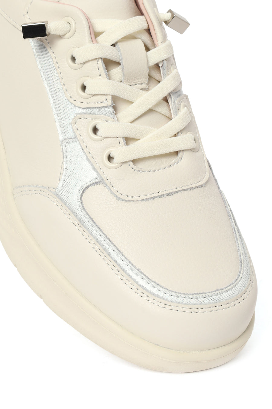 Kadın Bej Bağcıklı Deri Sneaker