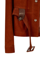 Capri Woman Cinnamon Shirt Collar Short Suede Leather Jacket | Derimod