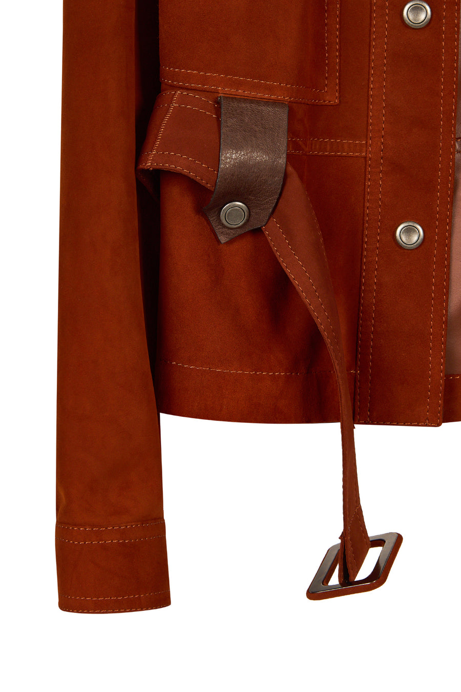 Capri Woman Cinnamon Shirt Collar Short Suede Leather Jacket