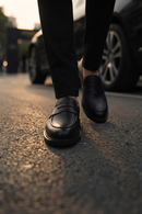 Male Black Leather Classic Loafer | Derimod