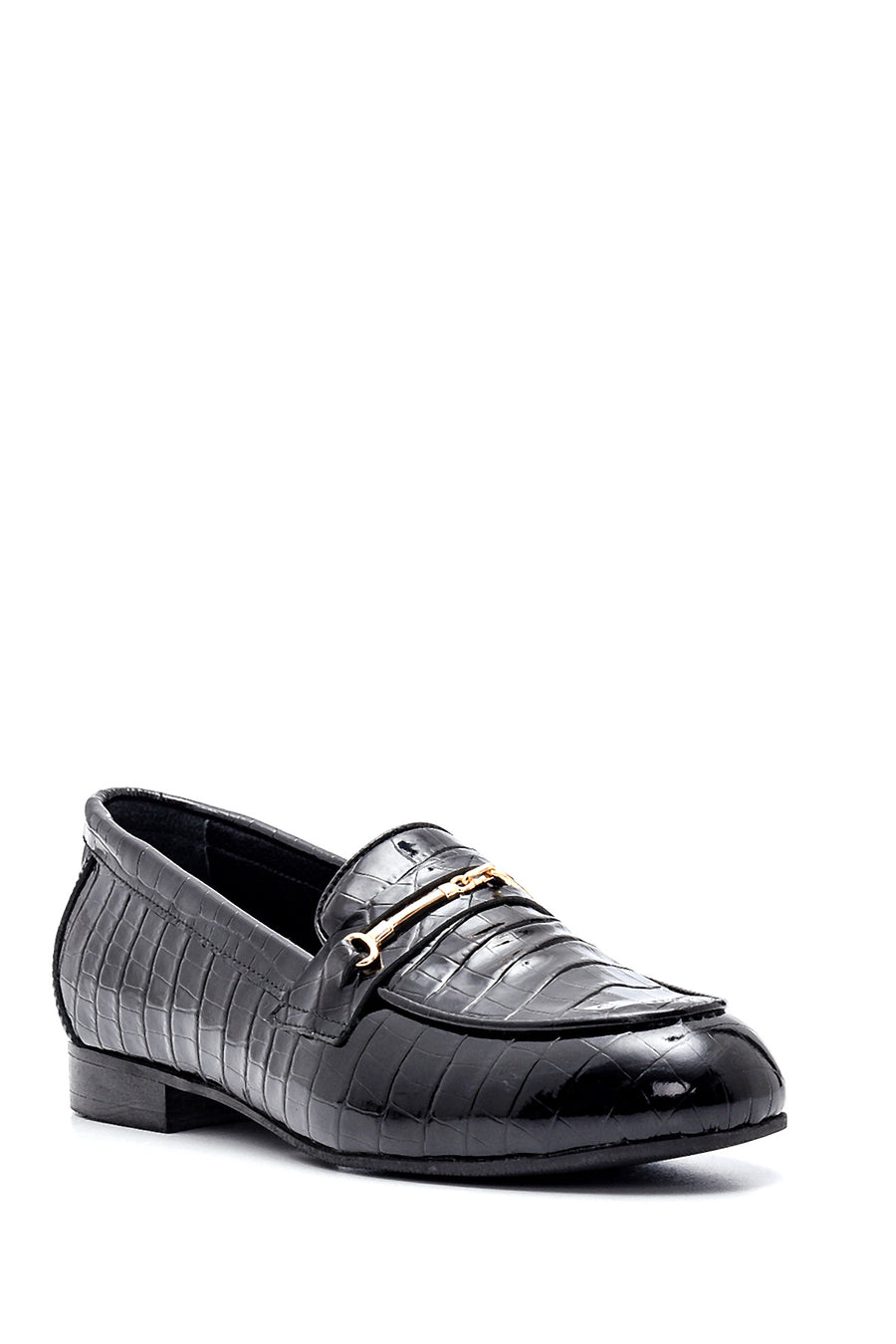 Women's Leather Crocodile Buckle Loafer