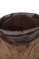 Woman Walnut Thick Heeled Suede Cowboy Boots | Derimod