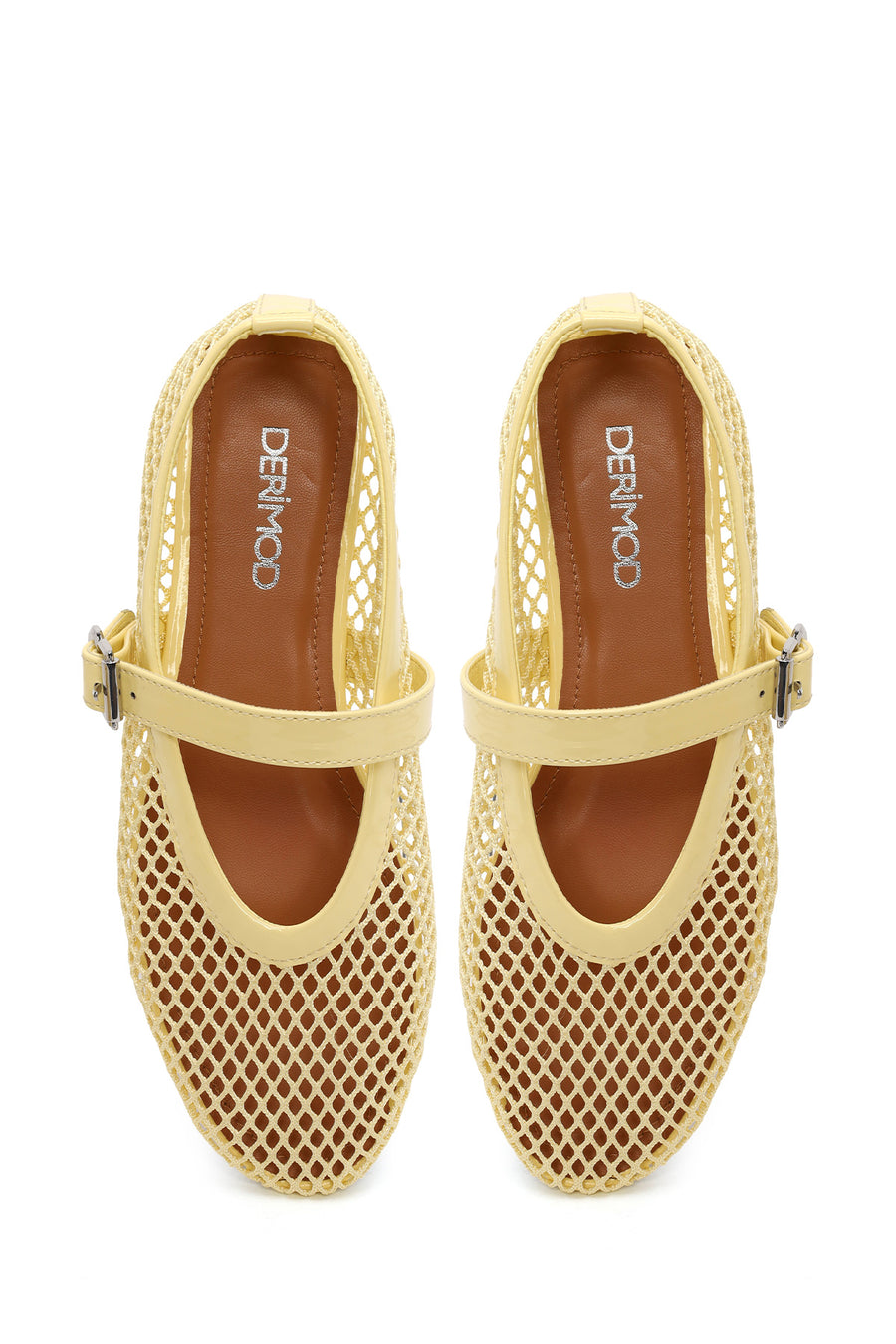 Woman Yellow Mesh Ballerine Shoes