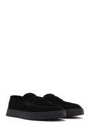 Men's Black Moccasin Suede Leather Loafer | Derimod