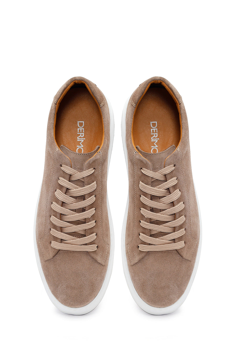Male Beige Lace-Up Suede Leather Sneaker