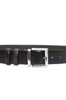 Men's Black Double Sided Leather Belt | Derimod