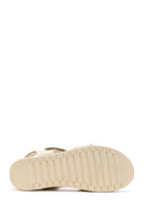 Women's Cream Thick-Soled Leather Comfort Sandals | Derimod
