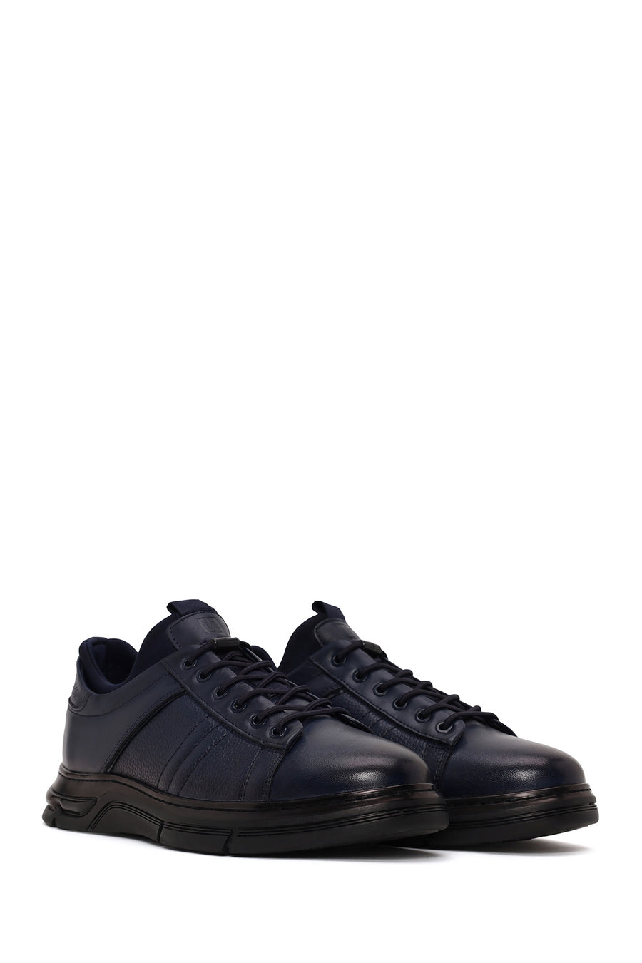 Male Navy Blue Lace-Up Leather Sneaker