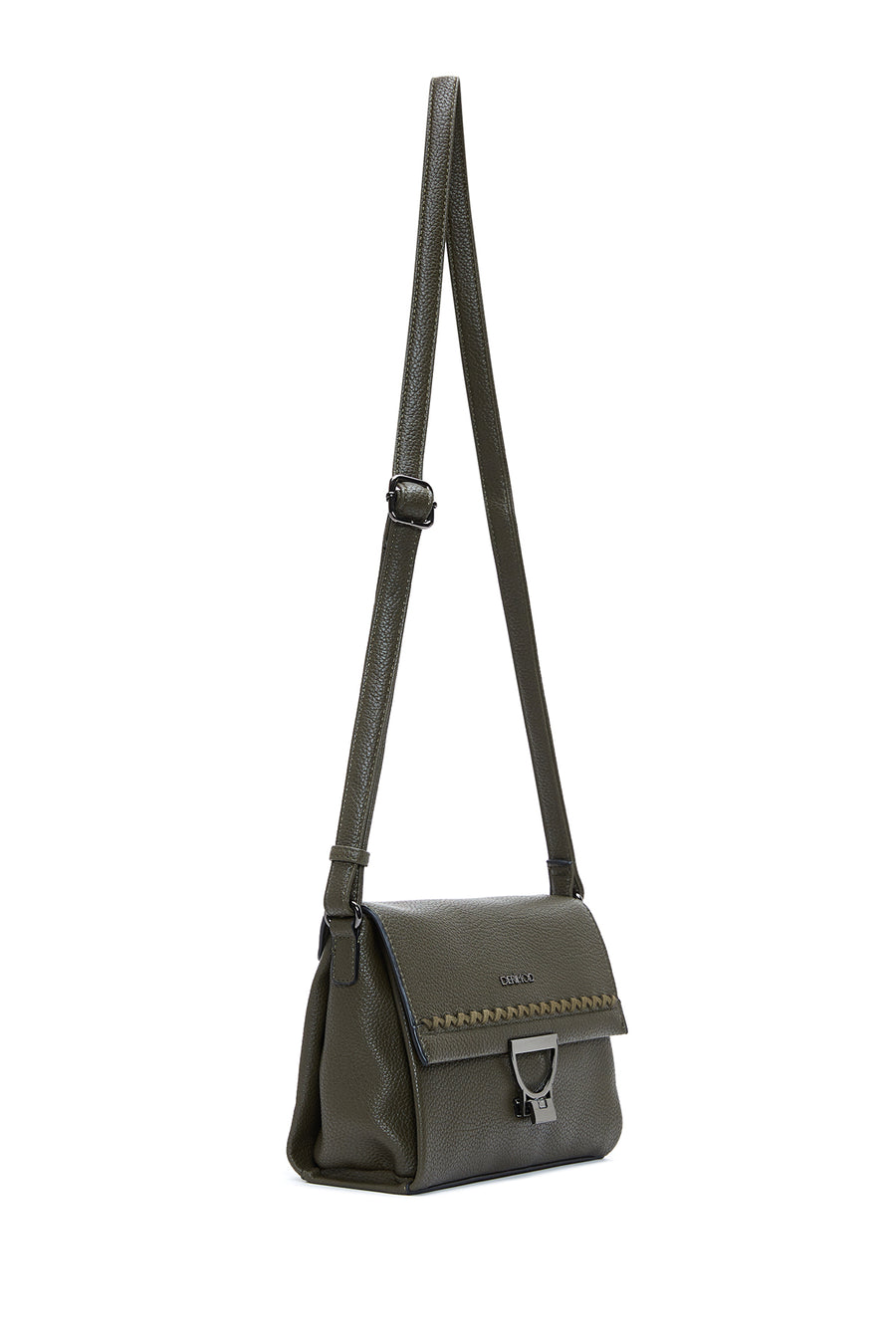 Woman Green Long-Strap Crossbody Bag