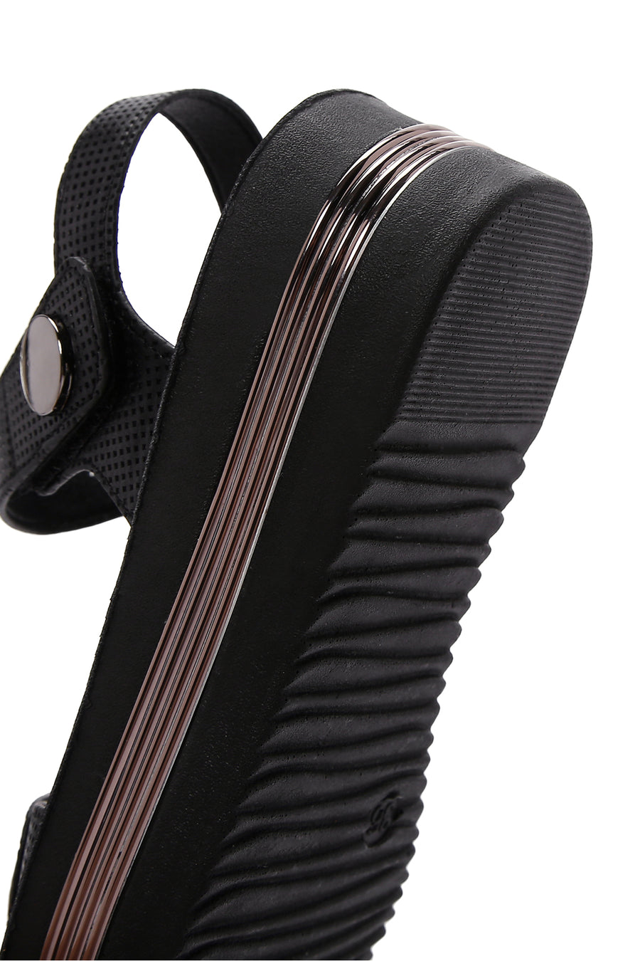 Women's Black Ankle Strap Thick Soled Sandals