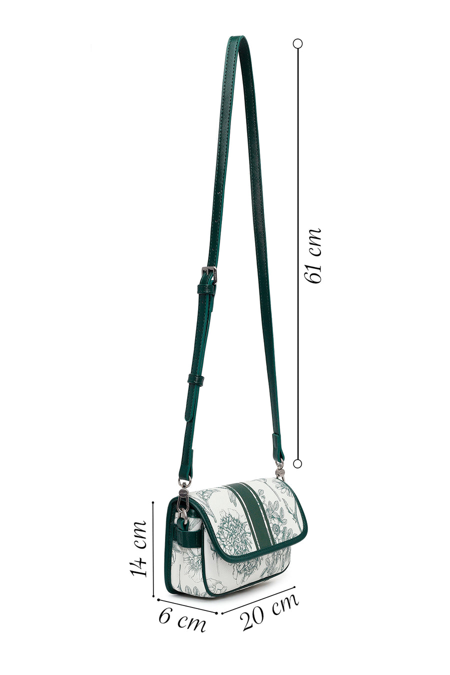 Woman Green Printed Mini Crossbody Bag