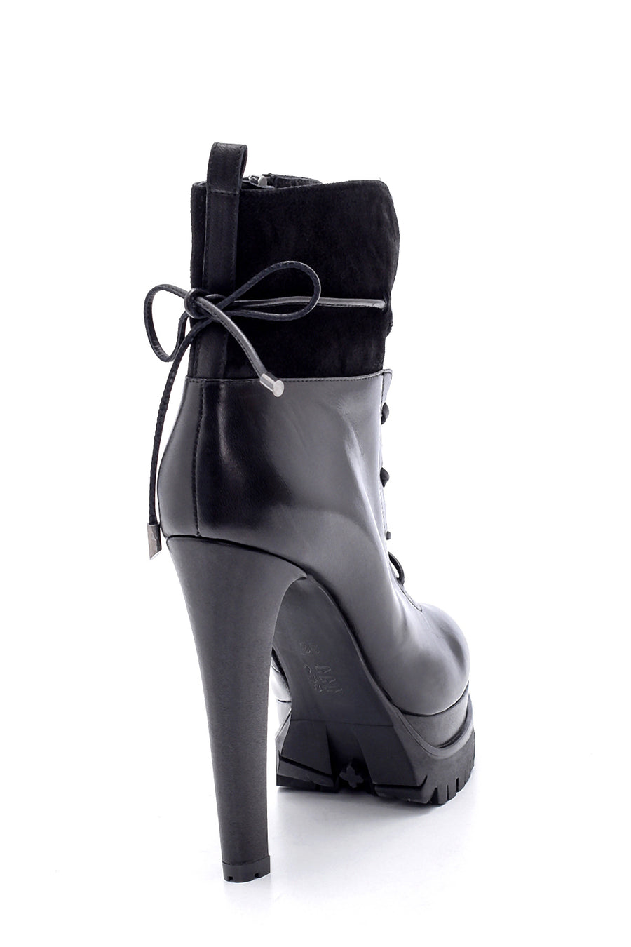 Women's Leather Lace Detailed Heeled Boots