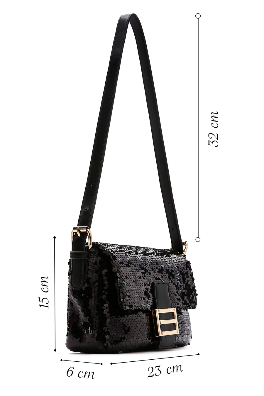 Women's Black Sequin Shoulder Bag