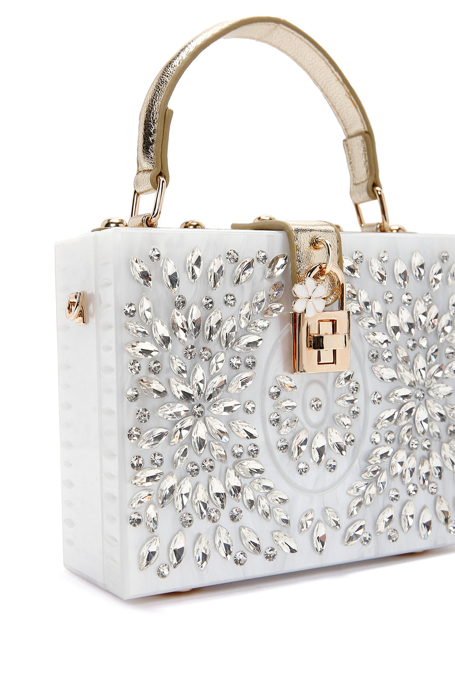 Women's White Stone Handbag