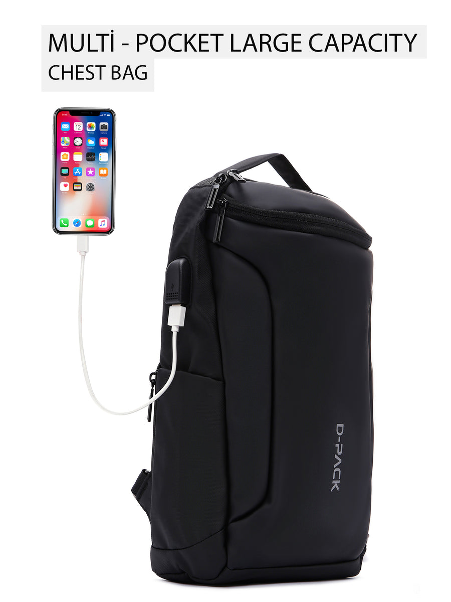 D-Pack Erkek Siyah Teknolojik Kumaş Çapraz Çanta