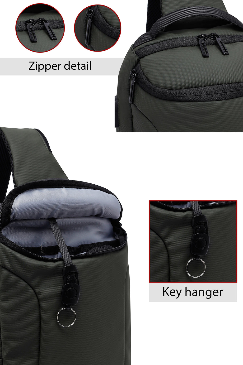 D-Pack Erkek Haki Teknolojik Kumaş Çapraz Çanta