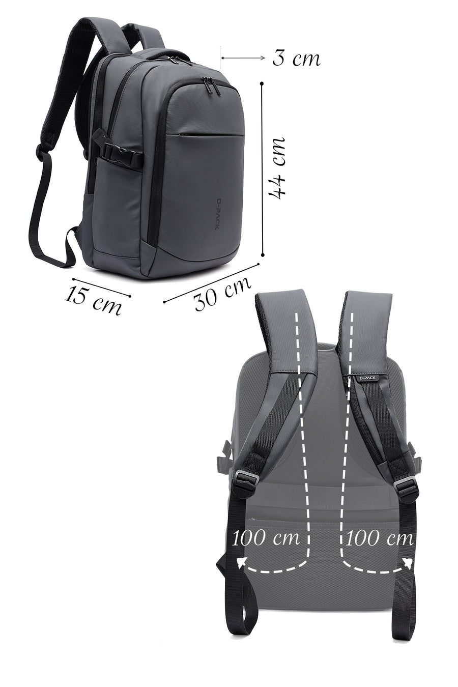 D-Pack Unisex Gray Technological Fabric Backpack