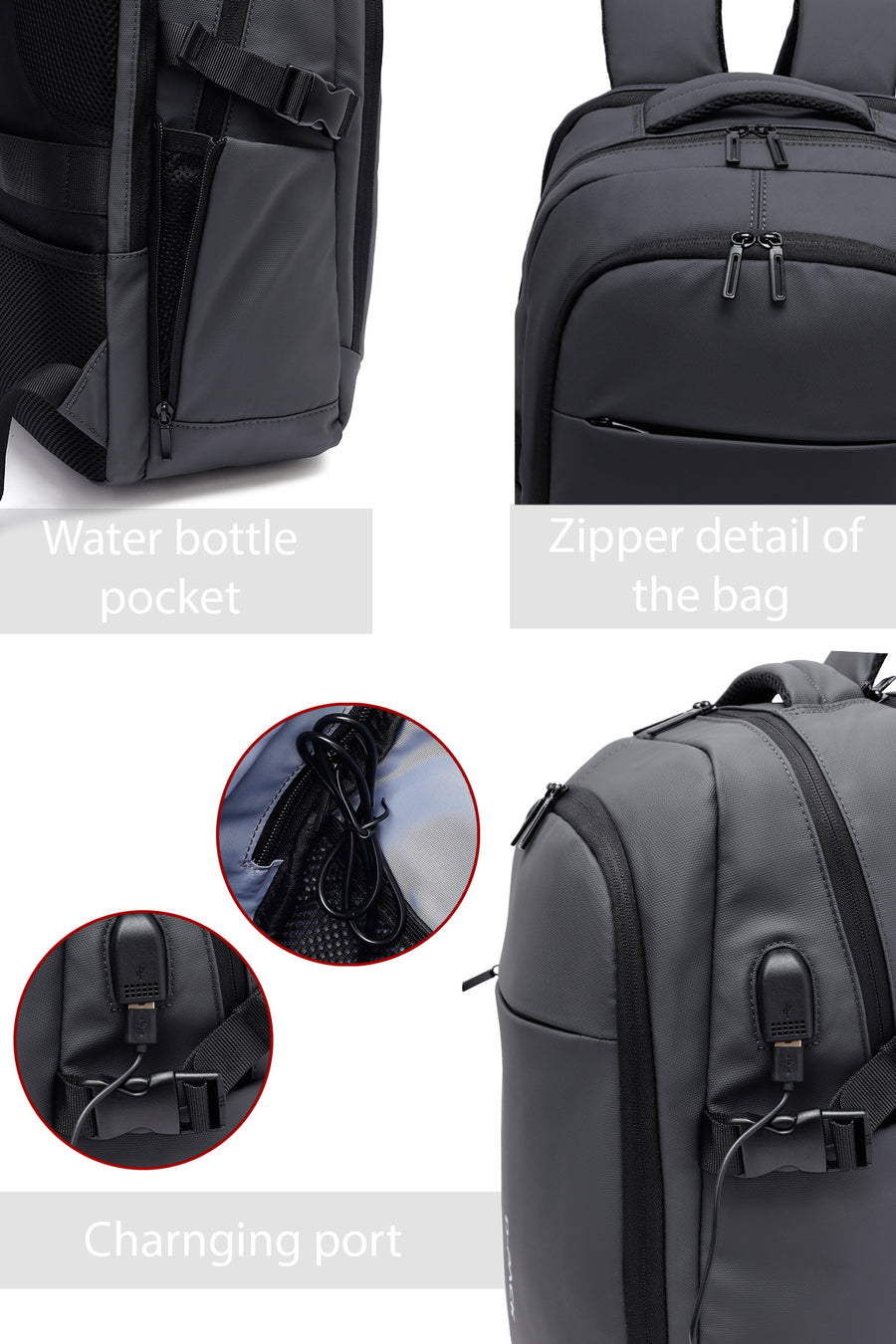 D-Pack Unisex Gray Technological Fabric Backpack
