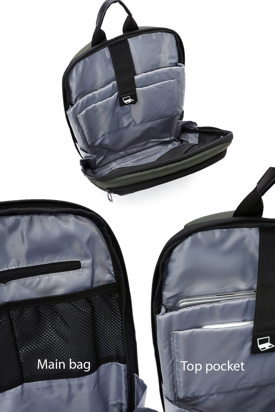 D-Pack Unisex Green Fabric Backpack