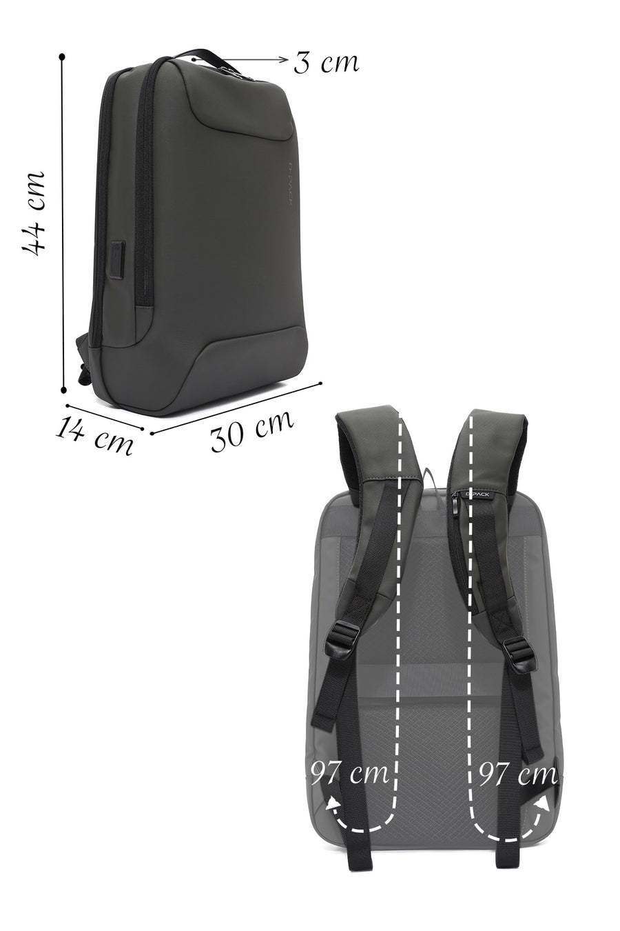 D-Pack Unisex Haki Teknolojik Hardcase Sırt Çantası