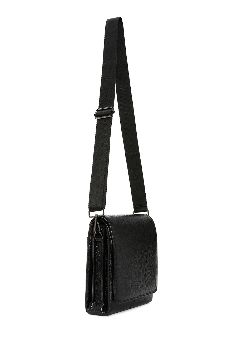 Men's Black Leather Messenger Bag