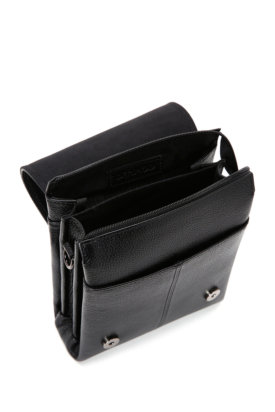 Men's Black Leather Messenger Bag