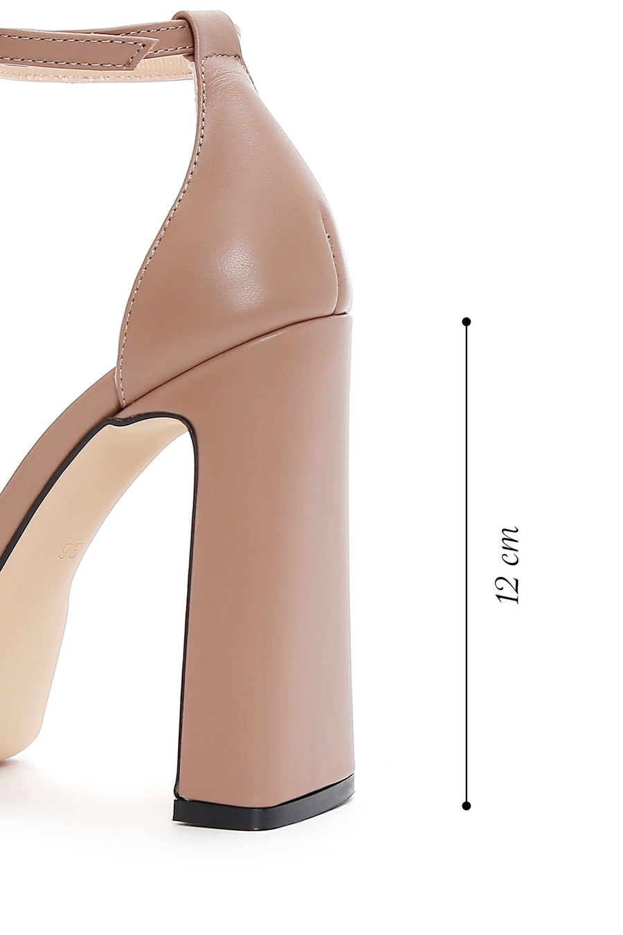 Women's Beige Leather Platform Heeled Sandals