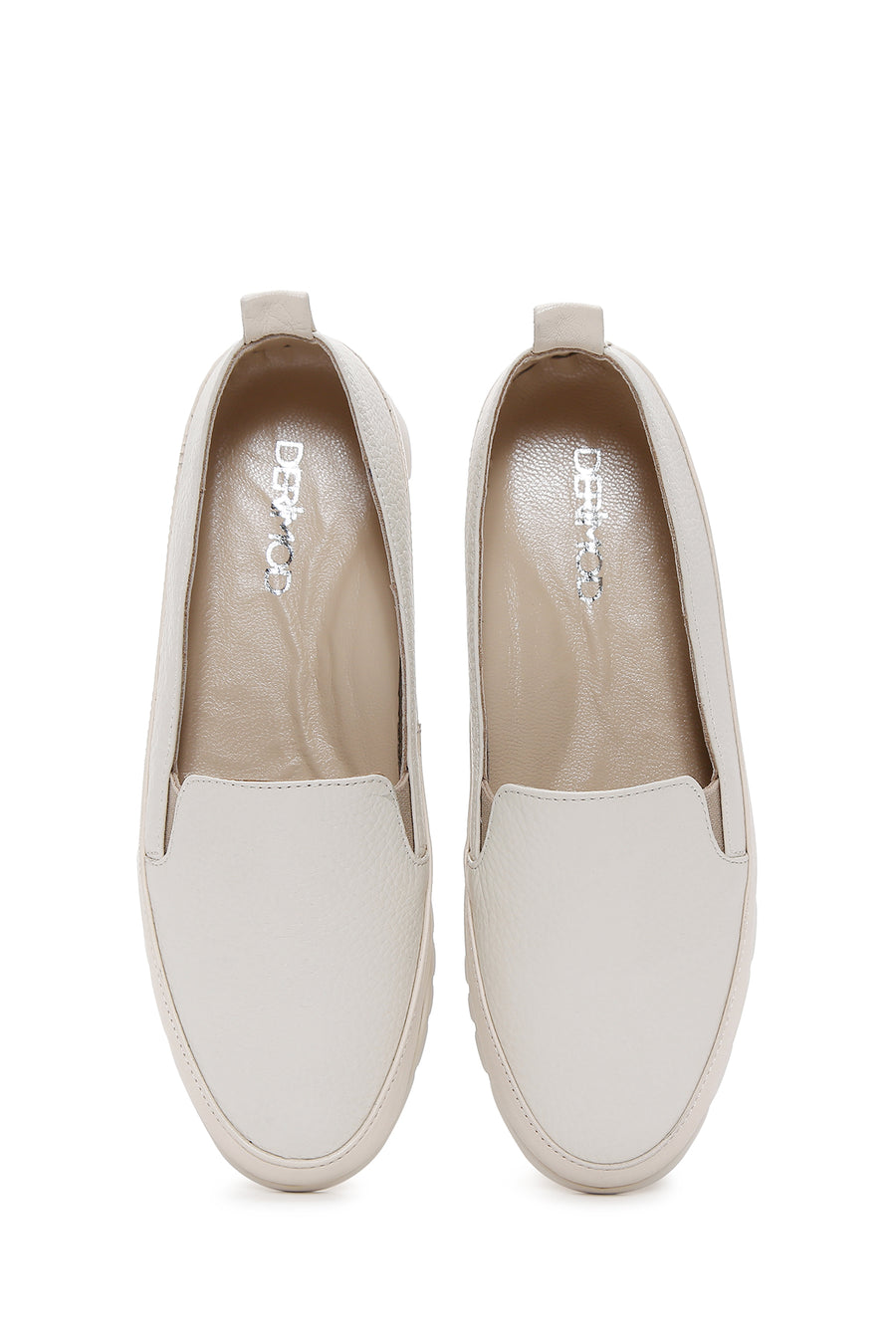 Kadın Bej Deri Comfort Loafer