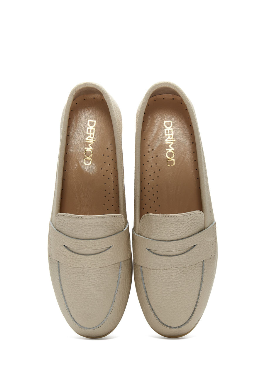Kadın Bej Deri Comfort Loafer