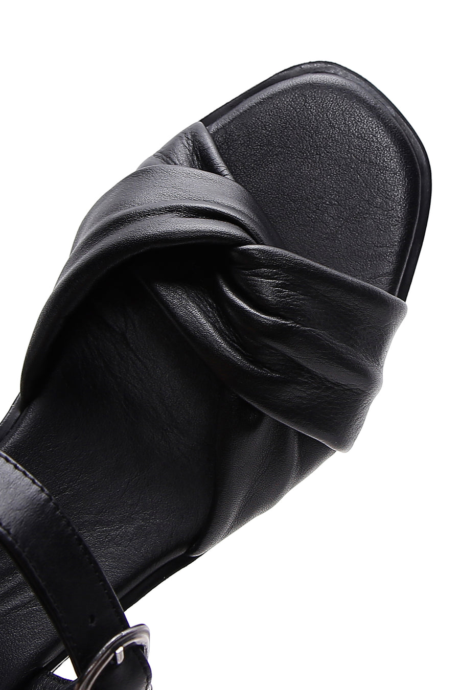 Women's Black Leather Wedge Heel Comfort Sandals