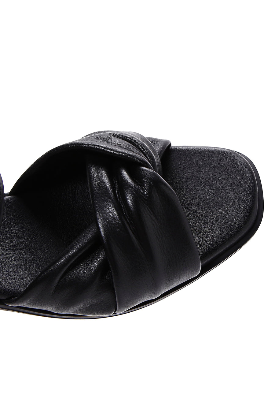 Women's Black Leather Wedge Heel Comfort Sandals