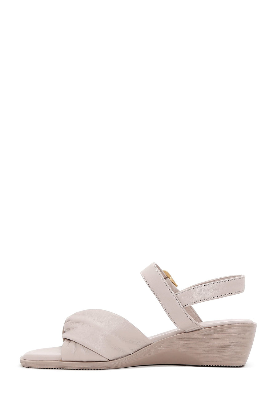 Women's Mink Leather Wedge Heel Comfort Sandals