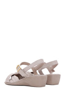 Women's Mink Leather Wedge Heel Comfort Sandals | Derimod