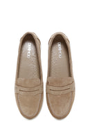Kadın Bej Süet Deri Comfort Loafer | Derimod