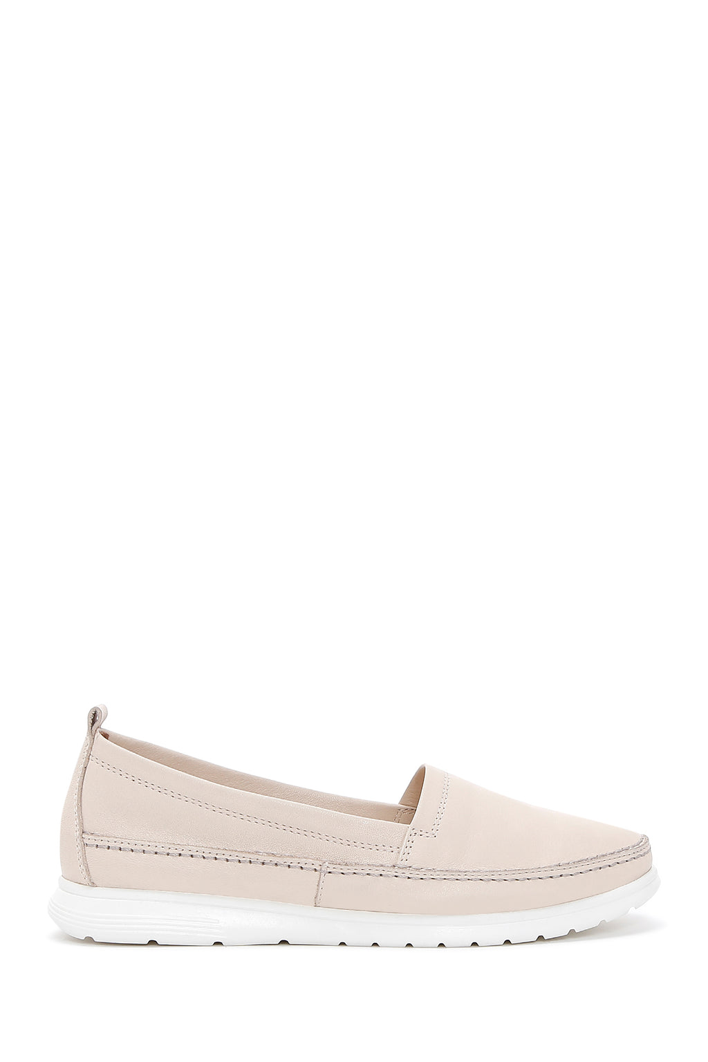 Kadın Bej Deri Comfort Loafer
