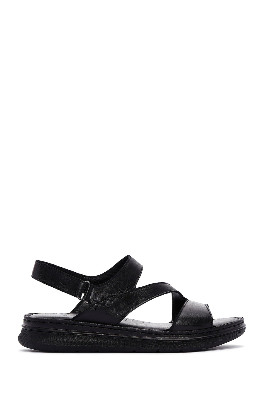 Women's Black Leather Comfort Sandals 23SFD300418 | Derimod