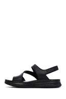 Women's Black Leather Comfort Sandals | Derimod