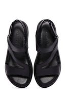 Women's Black Leather Comfort Sandals | Derimod