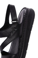 Women's Black Leather Comfort Sandals | Derimod