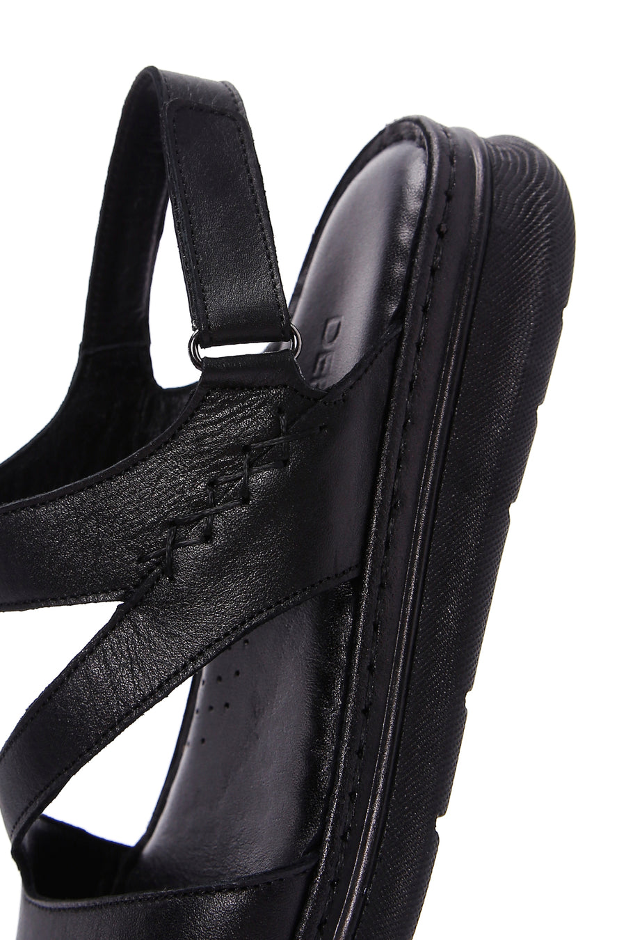 Women's Black Leather Comfort Sandals
