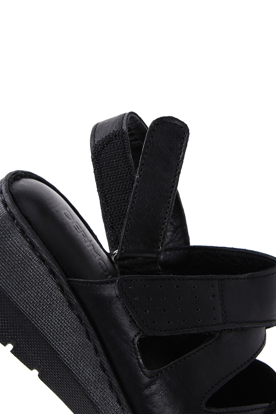Kadın Siyah Deri Dolgu Topuk Comfort Sandalet