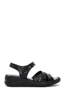 Kadın Siyah Deri Comfort Sandalet | Derimod