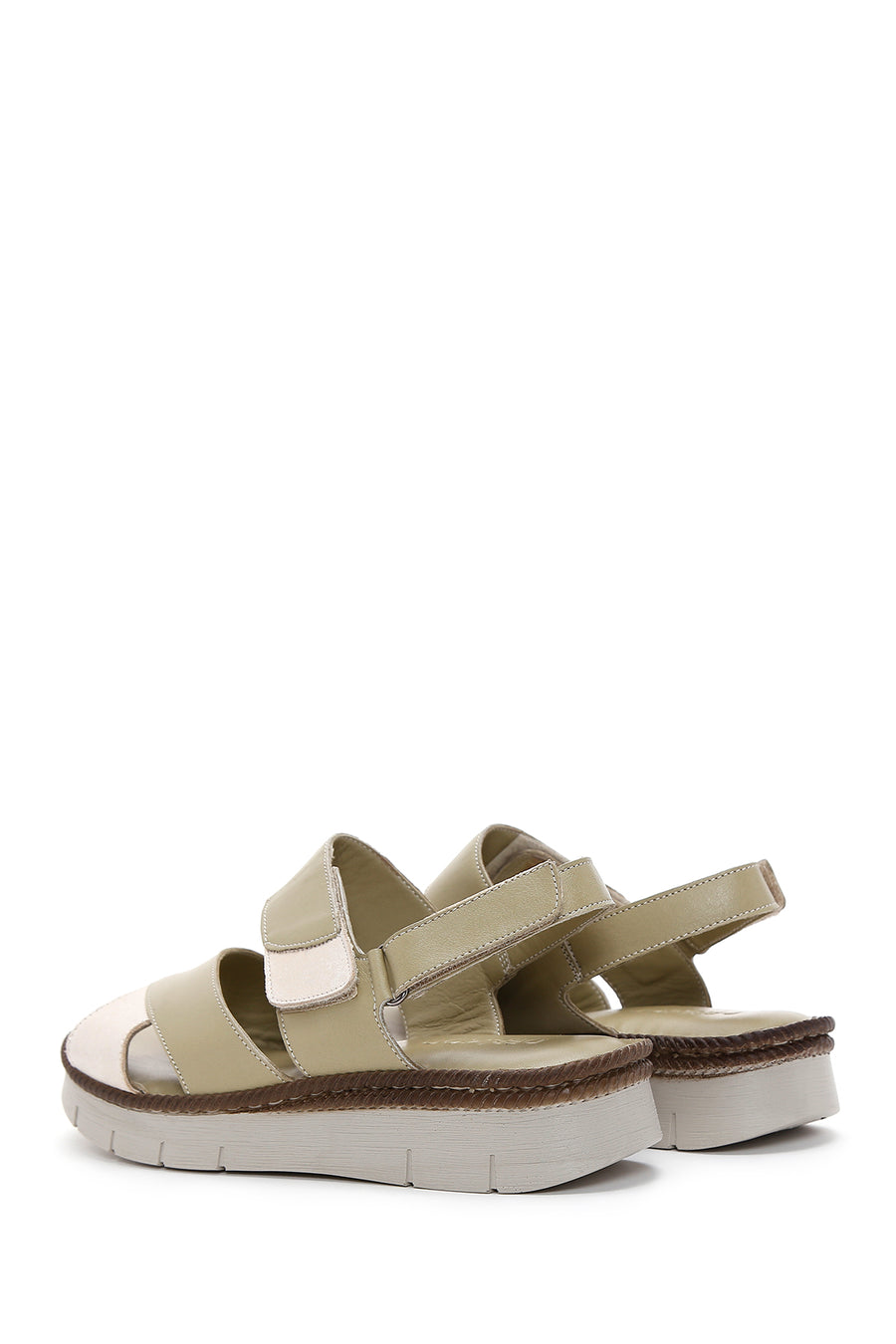 Kadın Yeşil Deri Comfort Sandalet
